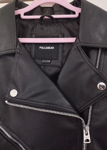 Siyah Deri Biker Ceket pull and bear - Görsel 2