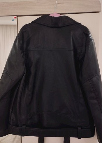 Siyah Deri Biker Ceket pull and bear - Görsel 4