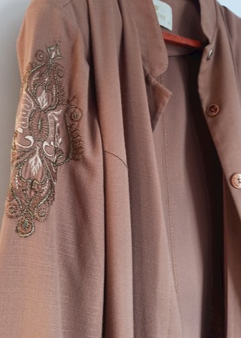 Bej Uzun Kadın Klasik Şık Pardösü Armine 46 beden 133 cm boy - Görsel 3