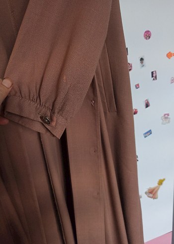 Bej Uzun Kadın Klasik Şık Pardösü Armine 46 beden 133 cm boy - Görsel 7