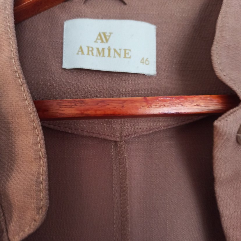 Bej Uzun Kadın Klasik Şık Pardösü Armine 46 beden 133 cm boy - Görsel 2