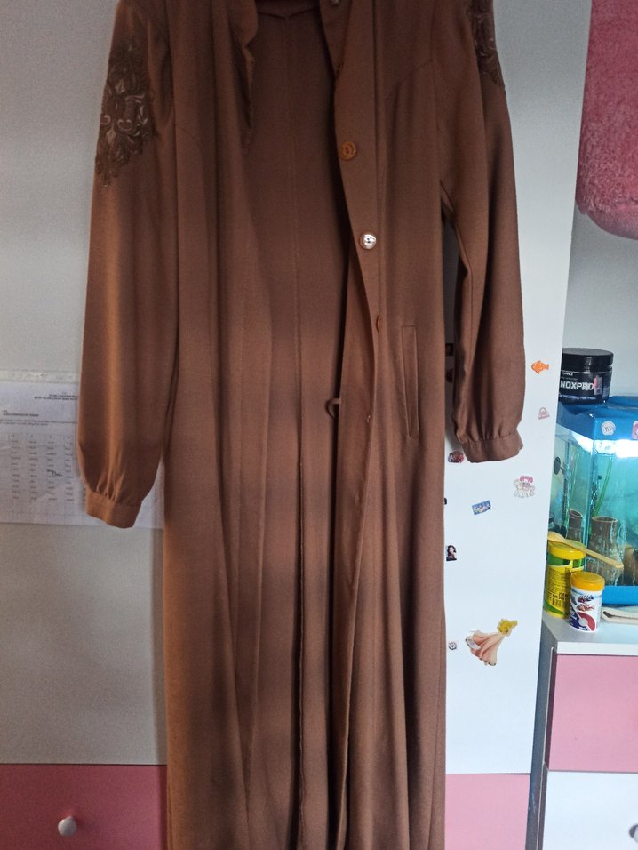 Bej Uzun Kadın Klasik Şık Pardösü Armine 46 beden 133 cm boy - Görsel 5