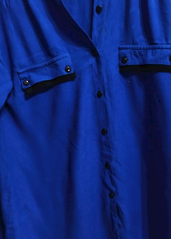 Düğmeli Mavi Kadın Gömlek m beden yumşacık yazlık - Görsel 3