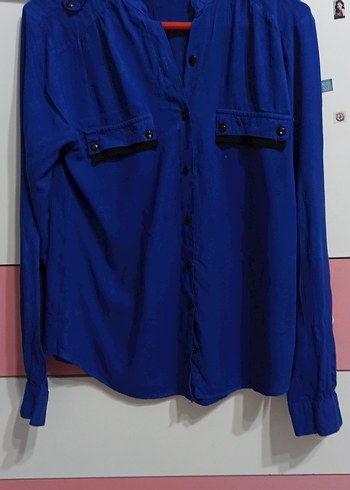 Düğmeli Mavi Kadın Gömlek m beden yumşacık yazlık - Görsel 7