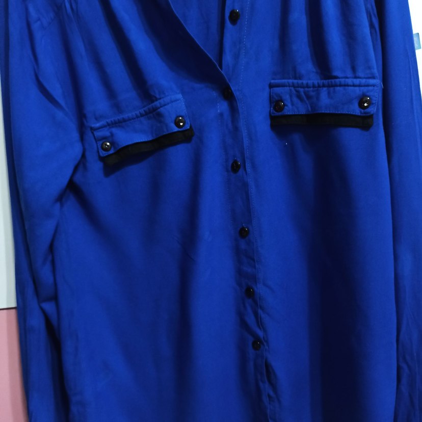 Düğmeli Mavi Kadın Gömlek m beden yumşacık yazlık - Görsel 3