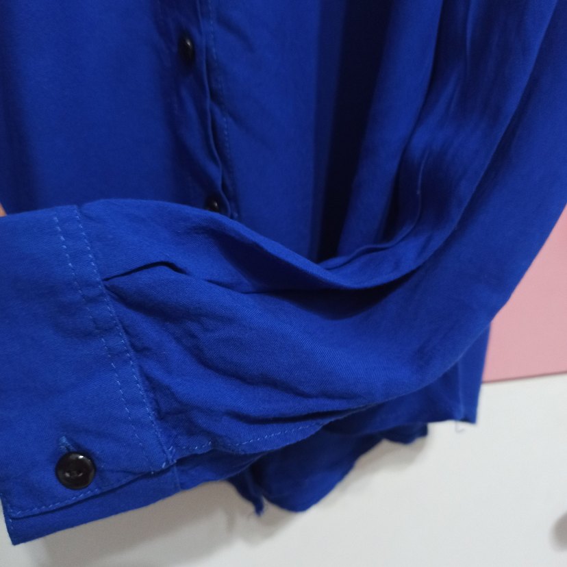 Düğmeli Mavi Kadın Gömlek m beden yumşacık yazlık - Görsel 4