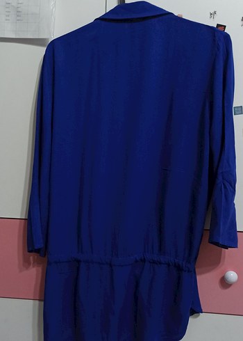 Düğmeli, fakir Kollu Mavi Kadın Gömlek m beden - Görsel 8