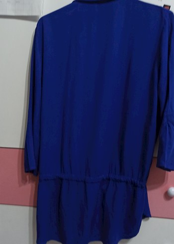 Düğmeli, fakir Kollu Mavi Kadın Gömlek m beden - Görsel 7