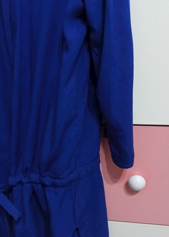 Düğmeli, fakir Kollu Mavi Kadın Gömlek m beden - Görsel 6