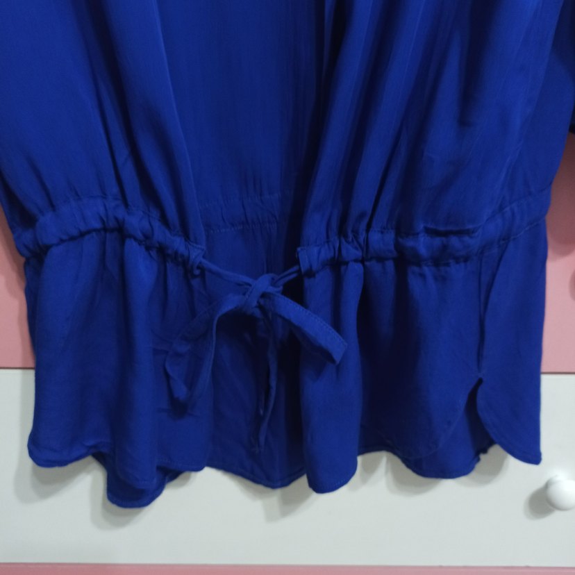 Düğmeli, fakir Kollu Mavi Kadın Gömlek m beden - Görsel 3