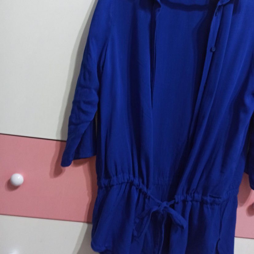 Düğmeli, fakir Kollu Mavi Kadın Gömlek m beden - Görsel 5