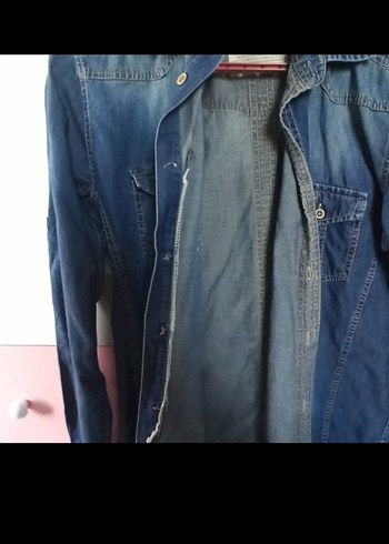 Koyu Mavi Denim kot gömlek S beden - Görsel 2