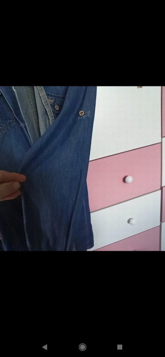 Koyu Mavi Denim kot gömlek S beden - Görsel 5