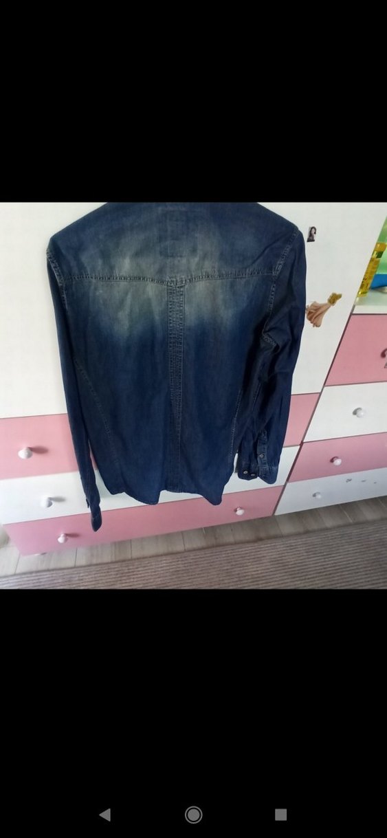 Koyu Mavi Denim kot gömlek S beden - Görsel 4