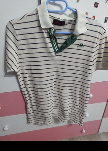 Erkek Yeşil Çizgili Polo Yaka Tişört Kappa S beden - Görsel 2