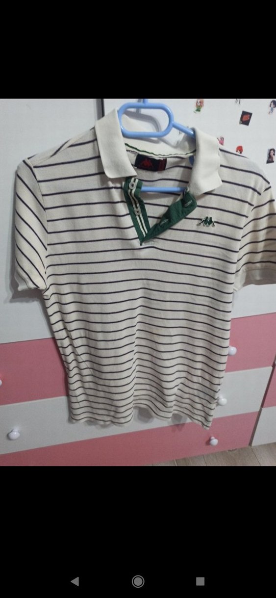 Erkek Yeşil Çizgili Polo Yaka Tişört Kappa S beden - Görsel 2