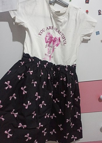 Pembe Fiyonk Baskılı Kız Elbisesi lcw 10_11 yas - Görsel 8