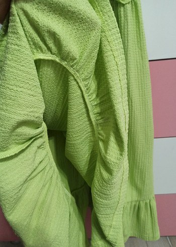 Kız Çocuk Yeşil Keten Kolsuz Elbise koton 9-10 yaş - Görsel 10