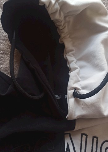 9-11 yasÇocuk Siyah Beyaz Kapüşonlu Sweatshirt - Görsel 2