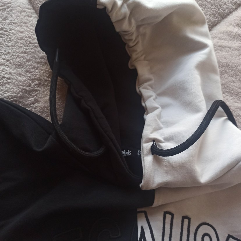 9-11 yasÇocuk Siyah Beyaz Kapüşonlu Sweatshirt - Görsel 2