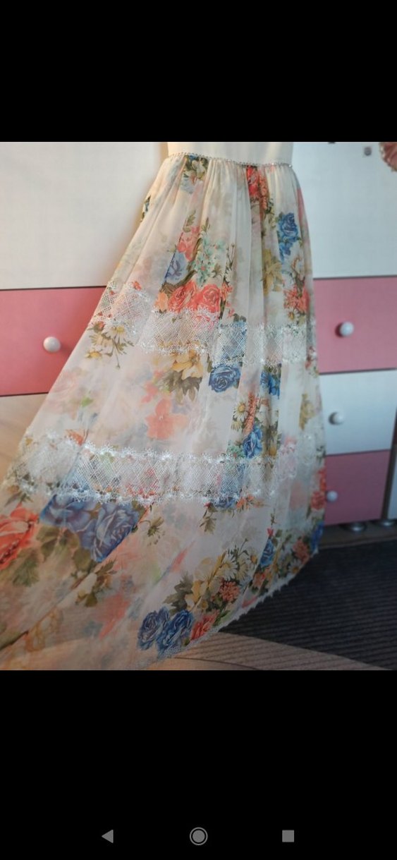 Dantel Detaylı Bohem Çiçekli Uzun abiye elbise 10 yaş - Görsel 2