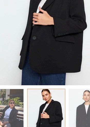 Düğmeli Çizgili Kısa Kadın Kazak blazer - Görsel 2