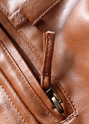 Kadın Kahverengi Deri Ceket - Görsel 6