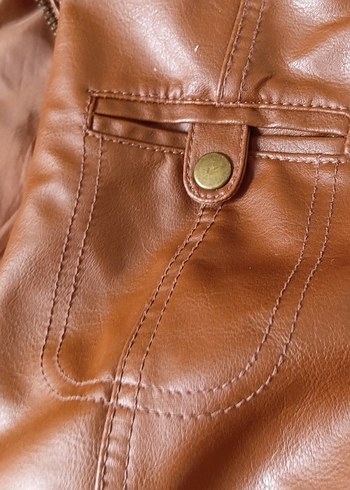 Kadın Kahverengi Deri Ceket - Görsel 7