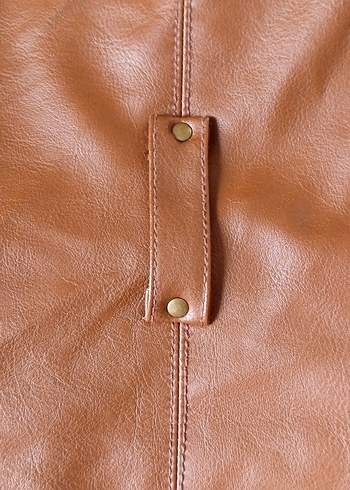 Kadın Kahverengi Deri Ceket - Görsel 12