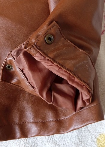 Kadın Kahverengi Deri Ceket - Görsel 13