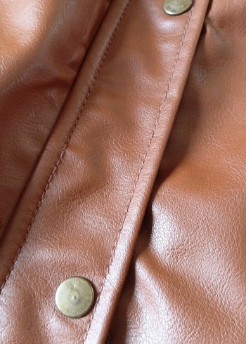 Kadın Kahverengi Deri Ceket - Görsel 8