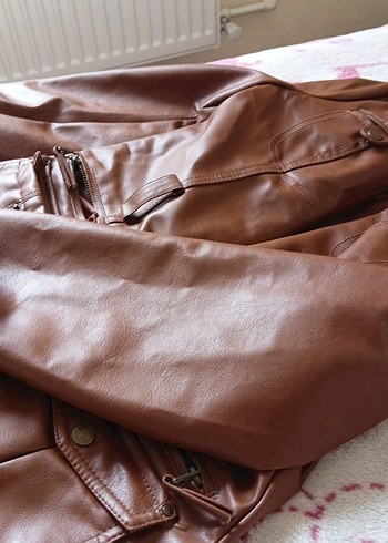 Kadın Kahverengi Deri Ceket - Görsel 2