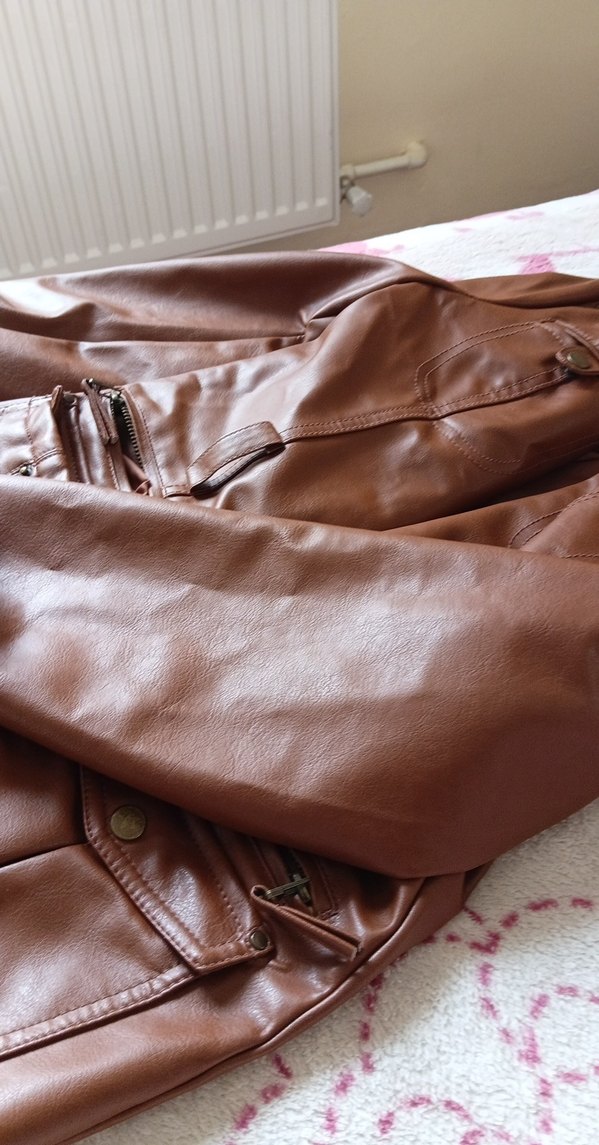 Kadın Kahverengi Deri Ceket - Görsel 2