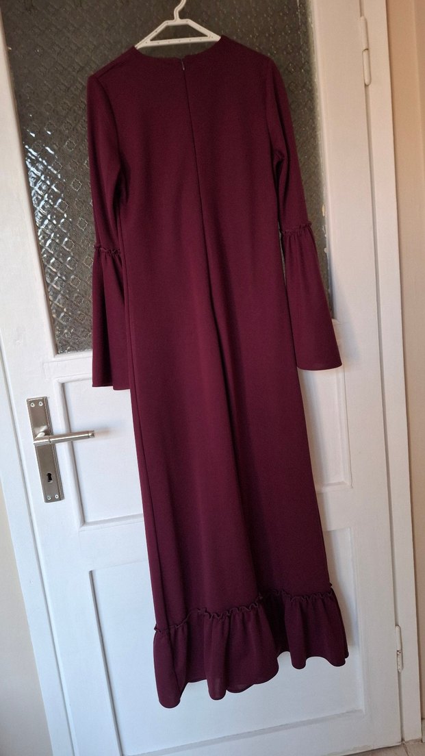 Mürdüm Bohem Uzun Kollu Uzun Elbise - Görsel 2