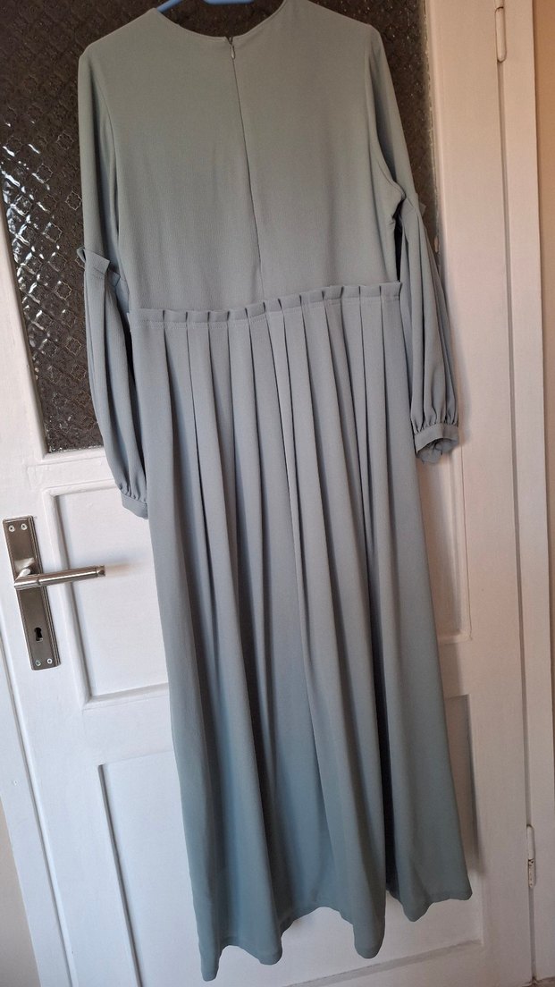 Su yeşili Nakışlı Uzun Bohem Elbise - Görsel 2