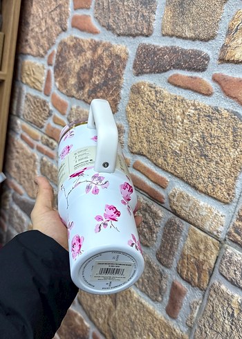 Çiçek Desenli Pembe Stanley Termos Bardak - Görsel 3