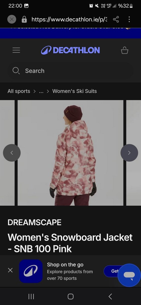 Dreamscape Kadın Pembe Desenli Kayak Montu - Görsel 2