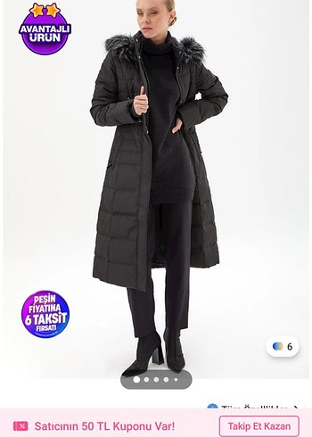 Kemerli Siyah Kadın Uzun Mont - Görsel 3