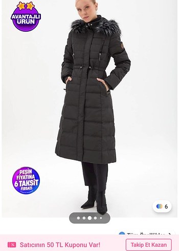 Kemerli Siyah Kadın Uzun Mont - Görsel 2