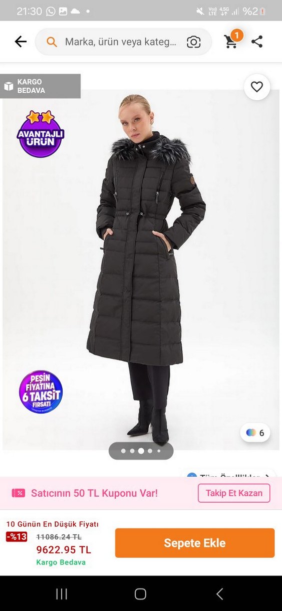 Kemerli Siyah Kadın Uzun Mont - Görsel 2