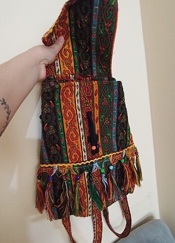 Kilim desenli etnik sırt çantası