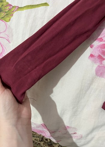 xs Beden bordo Renk Bordo Kayık Yaka Uzun Kollu Kadın Bluz