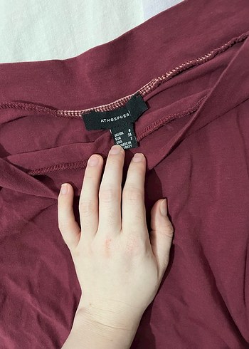 xs Beden Bordo Kayık Yaka Uzun Kollu Kadın Bluz