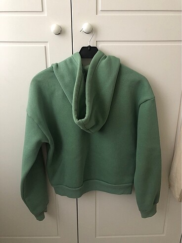 Koton koton yazı baskılı yeşil crop sweatshirt