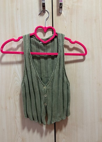 Zara S beden Yeşil Örme Triko Yelek