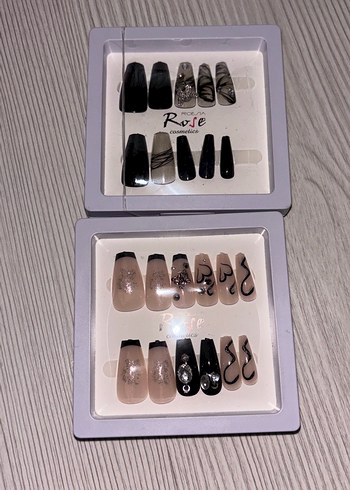 Bej ve Siyah Tasarımlı Tırnak Süslemeleri - Görsel 3