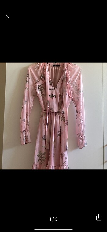 Trendyolmilla Pembe Fular Yaka Elbise