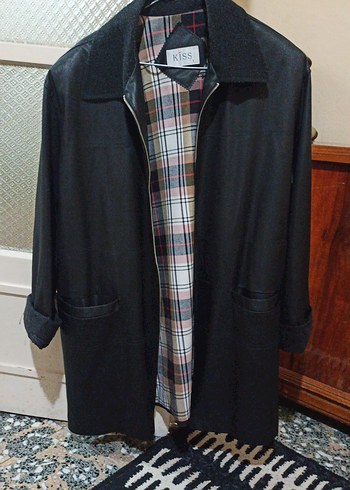 Siyah oversize deri Ceket
