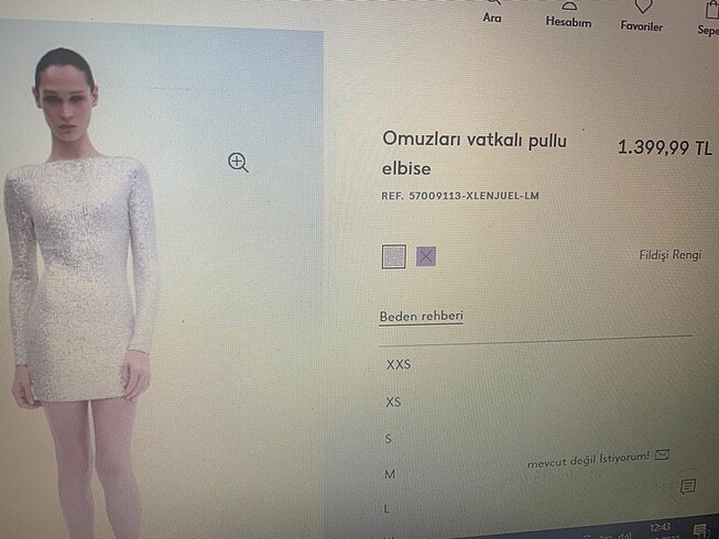 s Beden Mango pullu payetli mini elbise