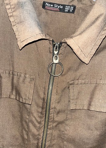 Kadın haki Fermuarlı Ceket - Görsel 3